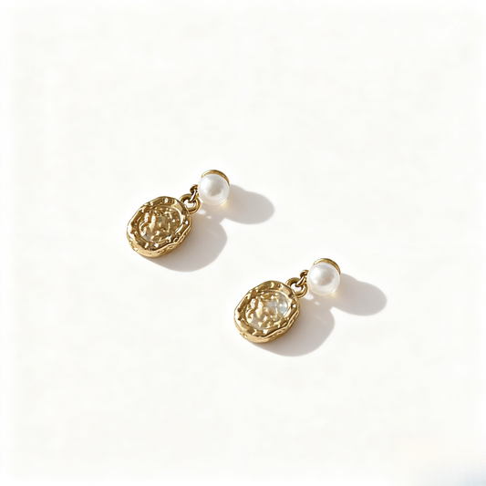 Gilded Gold Plated Pearl Drop Earrings