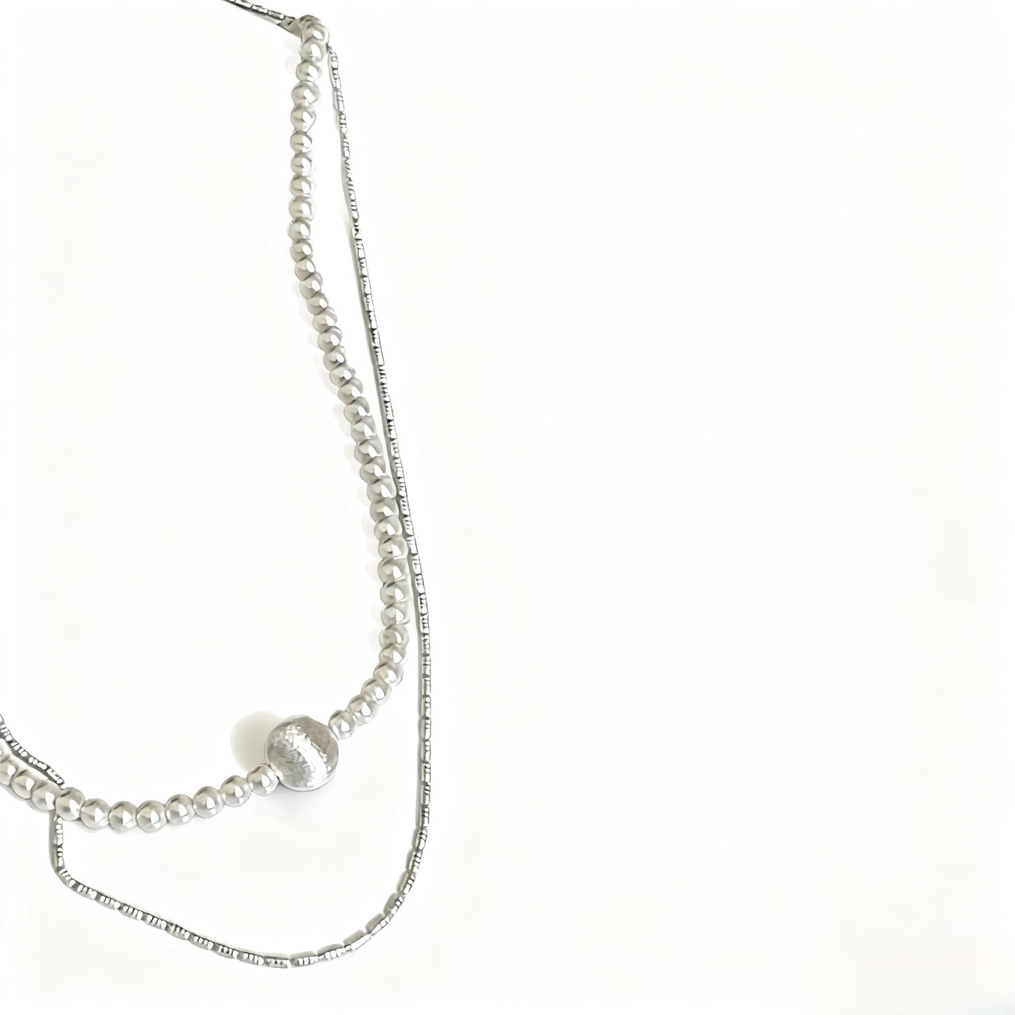 Simple Droplet Pearl Layered Chain Choker Necklace