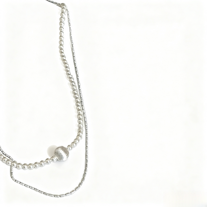 Simple Droplet Pearl Layered Chain Choker Necklace