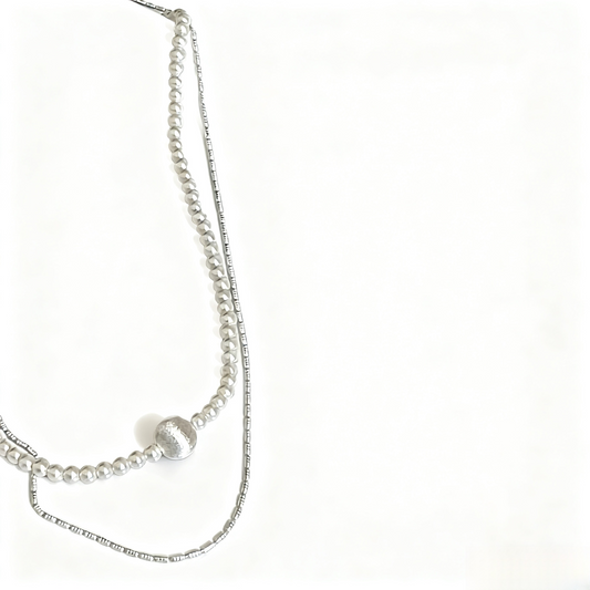 Simple Droplet Pearl Layered Chain Choker Necklace