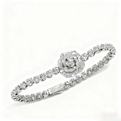 Vintage Inspired Luxury Camellia Flower Bracelet - Dazzling Full Zircon Design, Elegant & Versatile Women’s Jewelry