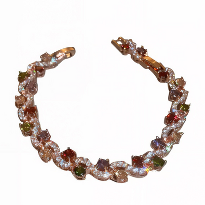 Multicolored gemstone bracelet on a white background