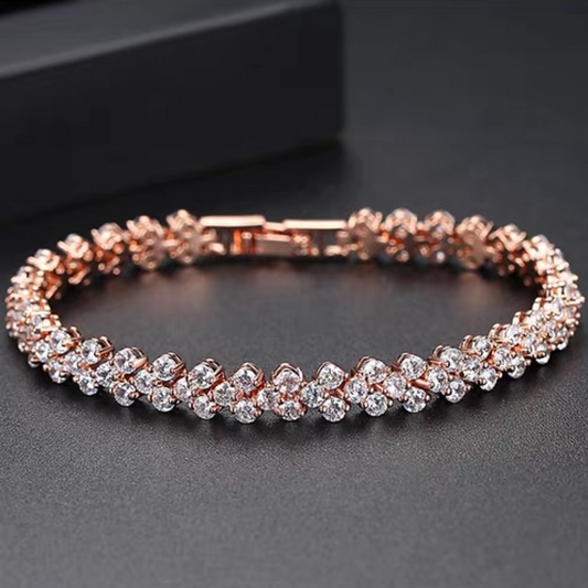 Classic Roman Style Bracelet – 5A Zircon Crystal Women’s Jewelry, Chic Korean-Inspired Design