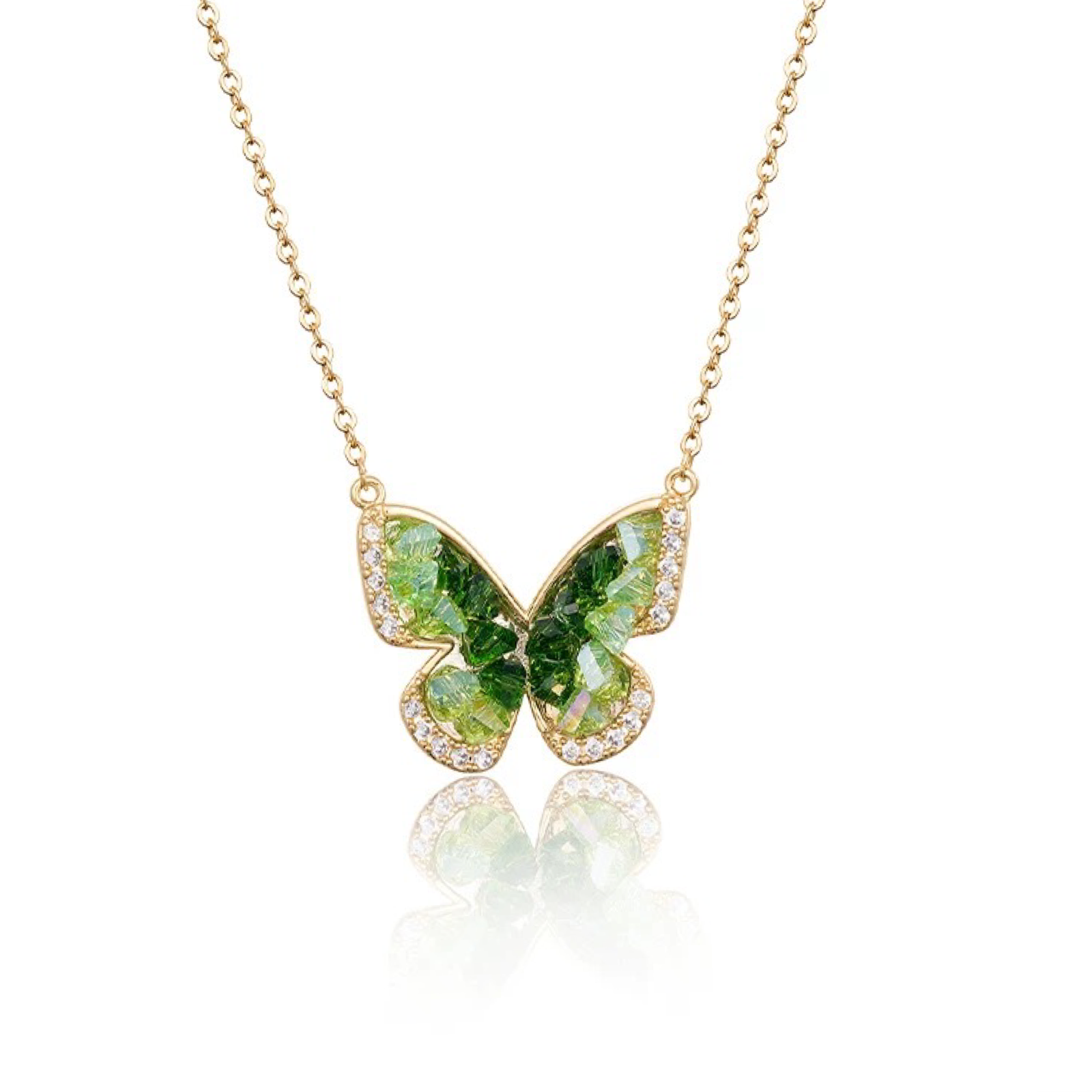 ASTRALOOM Ethereal Butterfly Necklace 2025 Light Luxury Minimalist Choker Women gold chain with green butterfly pendant