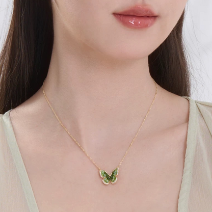 ASTRALOOM Ethereal Butterfly Necklace 2025 Light Luxury Minimalist Choker Women with green butterfly pendant